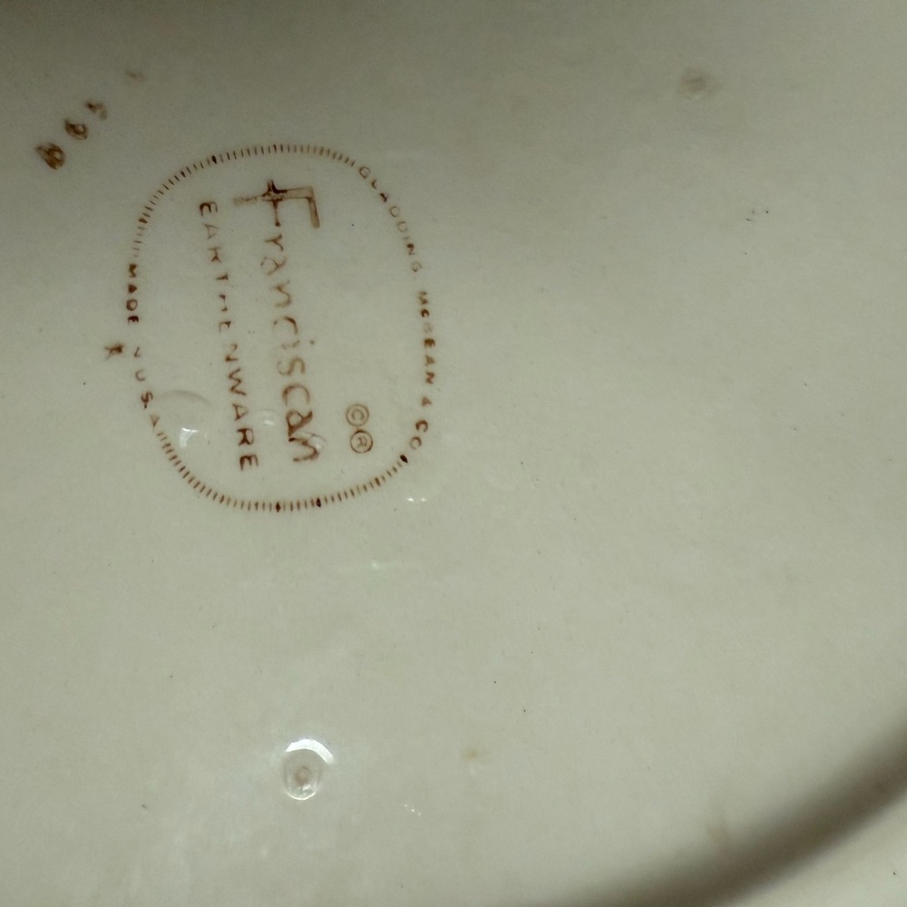 Franciscan Divided Cream Plate with Pink and Green Floral Design - Picture 3 of 3